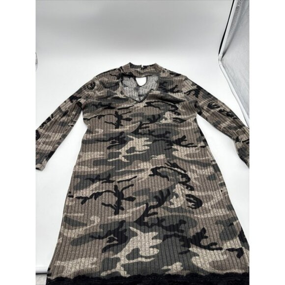 Venus Camouflage Women's Dress Long Sleeve Size Large Angl Polyester Knee Length - Picture 1 of 13